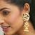 gold plated elegant kundan stone studded & pearl drops mini jhumki dangler earrings