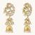 gold plated elegant kundan stone studded & pearl drops mini jhumki dangler earrings