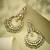 gold plated elegant kundan studded & beaded floral chandbali earrings