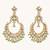 gold plated elegant kundan studded & beaded floral chandbali earrings