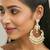 gold plated kundan stone studded & pearl beaded chandbalis