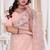 Diamond embroidered resham zari and zarkan work net classic saree in peach for ceremonial
