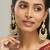 gold plated kundan stone studded & pearl beaded chandbalis