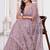 Diamond embroidered resham zari and zarkan work net classic saree in lavender for ceremonial