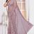 Diamond embroidered resham zari and zarkan work net classic saree in lavender for ceremonial
