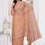 Diamond embroidered resham zari and zarkan work net classic saree in peach for ceremonial