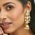 gold plated regal kundan stone studded & pearl drop jhumkas