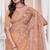 Diamond embroidered resham zari and zarkan work net classic saree in peach for ceremonial