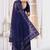 Diamond embroidered resham zari and zarkan work net classic saree in navy blue for ceremonial