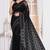 Diamond embroidered resham zari and zarkan work net classic saree in black for ceremonial