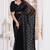 Diamond embroidered resham zari and zarkan work net classic saree in black for ceremonial