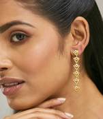 18k gold plated crystal stone studded triangular drop sleek earrings