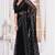 Diamond embroidered resham zari and zarkan work net classic saree in black for ceremonial
