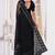 Diamond embroidered resham zari and zarkan work net classic saree in black for ceremonial