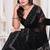 Diamond embroidered resham zari and zarkan work net classic saree in black for ceremonial