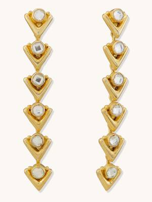 18k gold plated crystal stone studded triangular drop sleek earrings 5