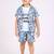 Blue alphabet printed cotton blend co-ord set