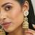 gold plated kundan stone studded & pearl beaded dome shaped jhumkas