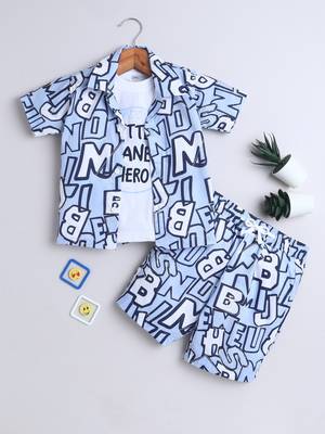 Blue alphabet printed cotton blend co-ord set 2