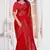 Diamond embroidered resham zari and zarkan work net classic saree in red for ceremonial