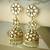 gold plated kundan stone studded & pearl beaded dome shaped jhumkas