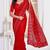 Diamond embroidered resham zari and zarkan work net classic saree in red for ceremonial