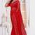 Diamond embroidered resham zari and zarkan work net classic saree in red for ceremonial