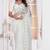 Diamond embroidered resham zari and zarkan work net classic saree in white for ceremonial