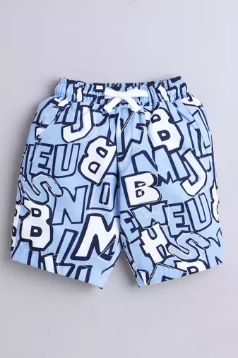 Blue alphabet printed cotton blend co-ord set