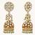 gold plated kundan stone studded & pearl beaded dome shaped jhumkas