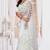 Diamond embroidered resham zari and zarkan work net classic saree in white for ceremonial