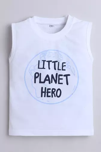 Blue alphabet printed cotton blend co-ord set