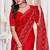 Diamond embroidered resham zari and zarkan work net classic saree in red for ceremonial