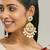 gold plated elegant ruby & kundan stone studded with pearl beaded floral chandbalis