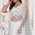 Diamond embroidered resham zari and zarkan work net classic saree in white for ceremonial