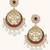 gold plated elegant ruby & kundan stone studded with pearl beaded floral chandbalis