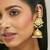 gold plated floral jhumki kundan studded kanauti earrings