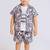 Beige alphabet printed cotton blend co-ord set