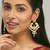 gold plated kundan and pearl earrings with floral stud and intricate crescent design chandbalis