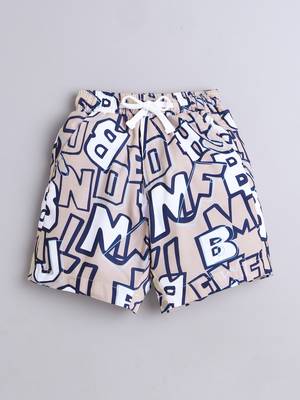 Beige alphabet printed cotton blend co-ord set 4