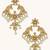 gold plated kundan and pearl earrings with floral stud and intricate crescent design chandbalis
