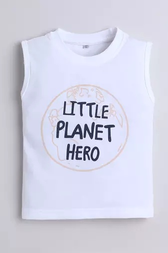 Beige alphabet printed cotton blend co-ord set