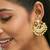 gold plated kundan stone studded & pearl beaded moon chandbalis