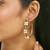 gold plated elegant pearl beaded circular hoop earrings