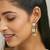 gold plated elegant pearl beaded circular hoop earrings