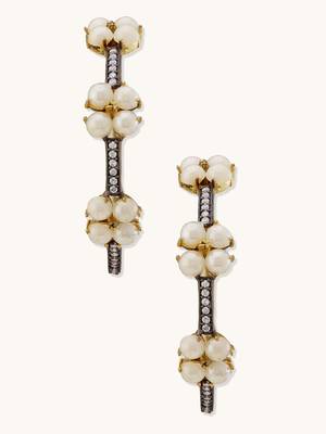 gold plated elegant pearl beaded circular hoop earrings 4