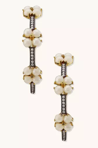 gold plated elegant pearl beaded circular hoop earrings