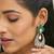 gold plated zircon studded & pearl teardrop shaped dangler earrings