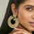gold plated kundan studded & pearl beaded floral chandbali earrings