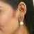 gold plated elegant zircon stone studded & pearls drop stud earrings